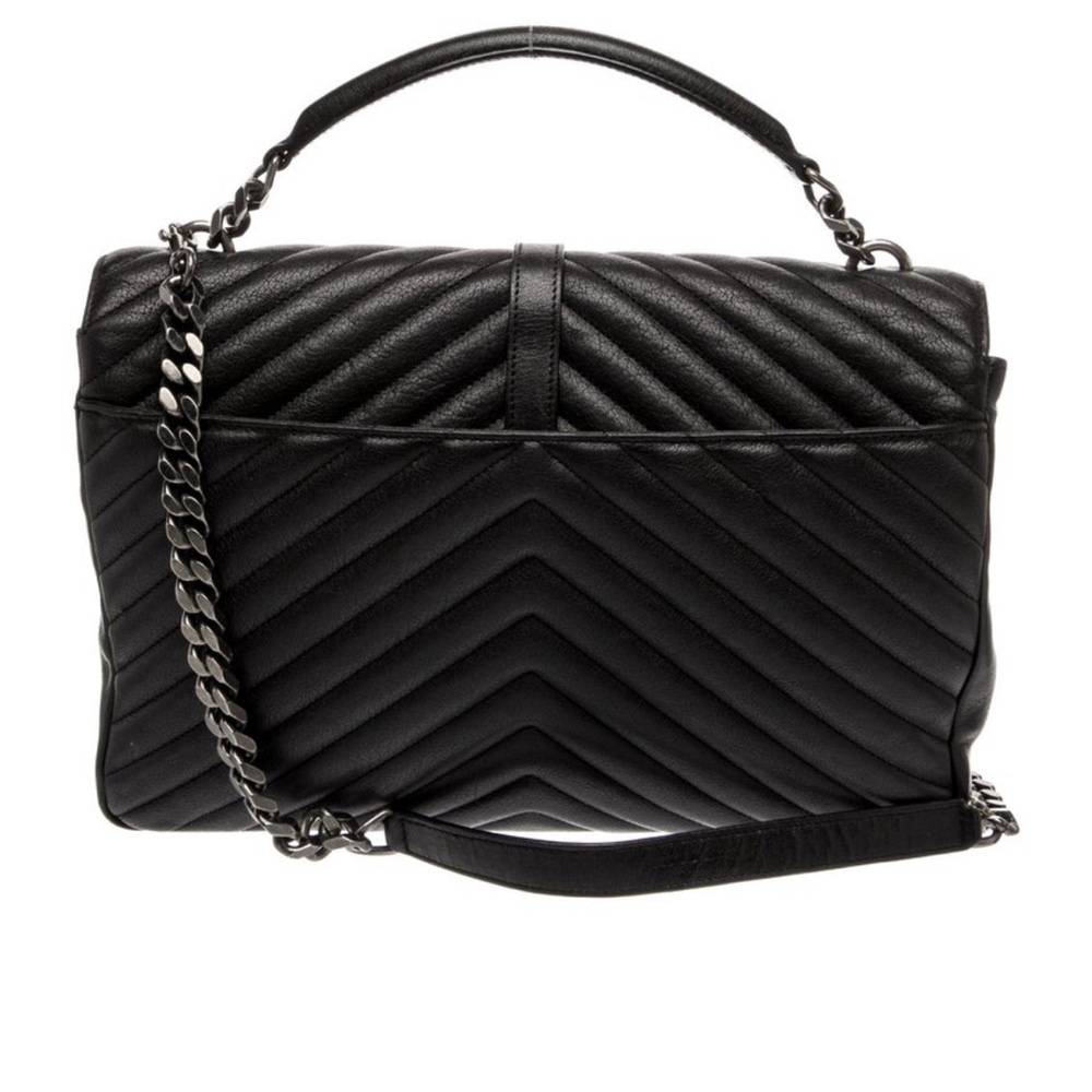 Yves Saint Laurent Large College Chevron Shoulder Bag, with Silver Hardware - Picture 5 of 16